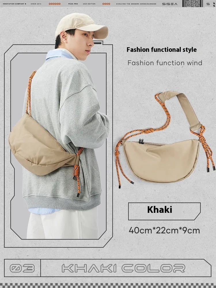 Men's lightweight nylon messenger bag in urban simplicity style with large capacity for commuting and exercise