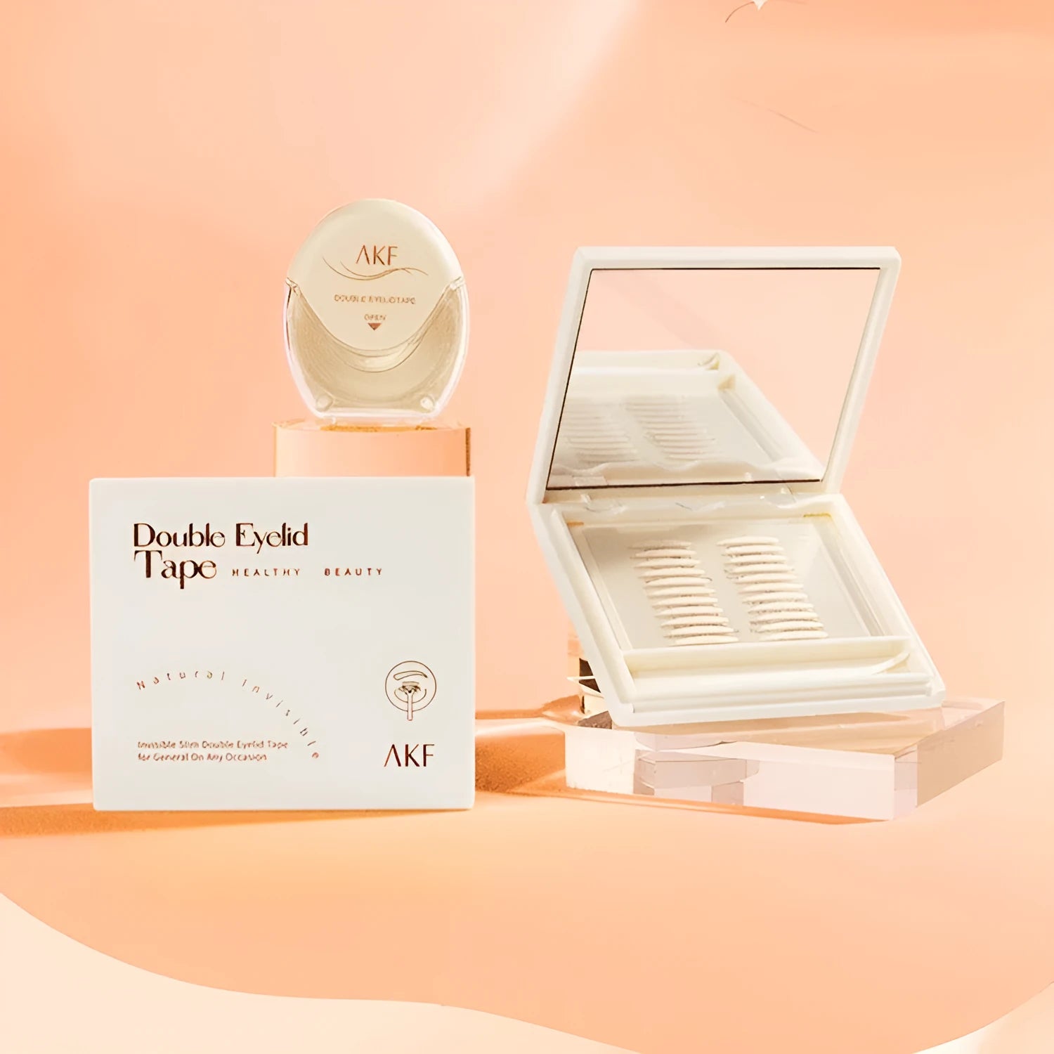 Roll of invisible lace double eyelid stickers in three colour options.