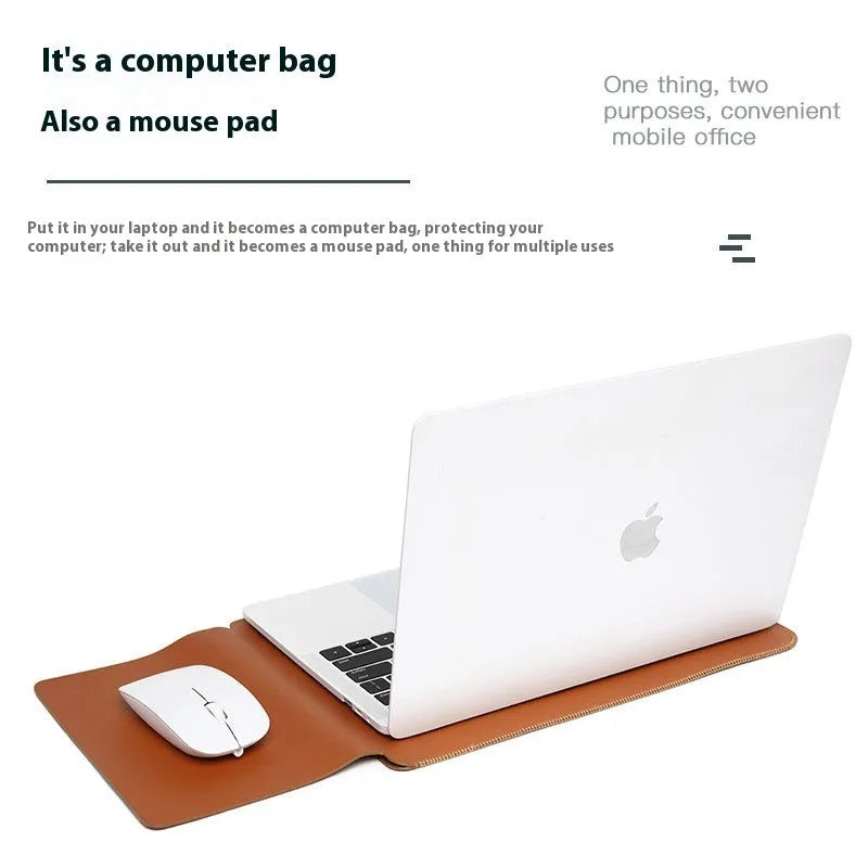 Set of four brown imitation leather edge protector pieces for a MacBook laptop