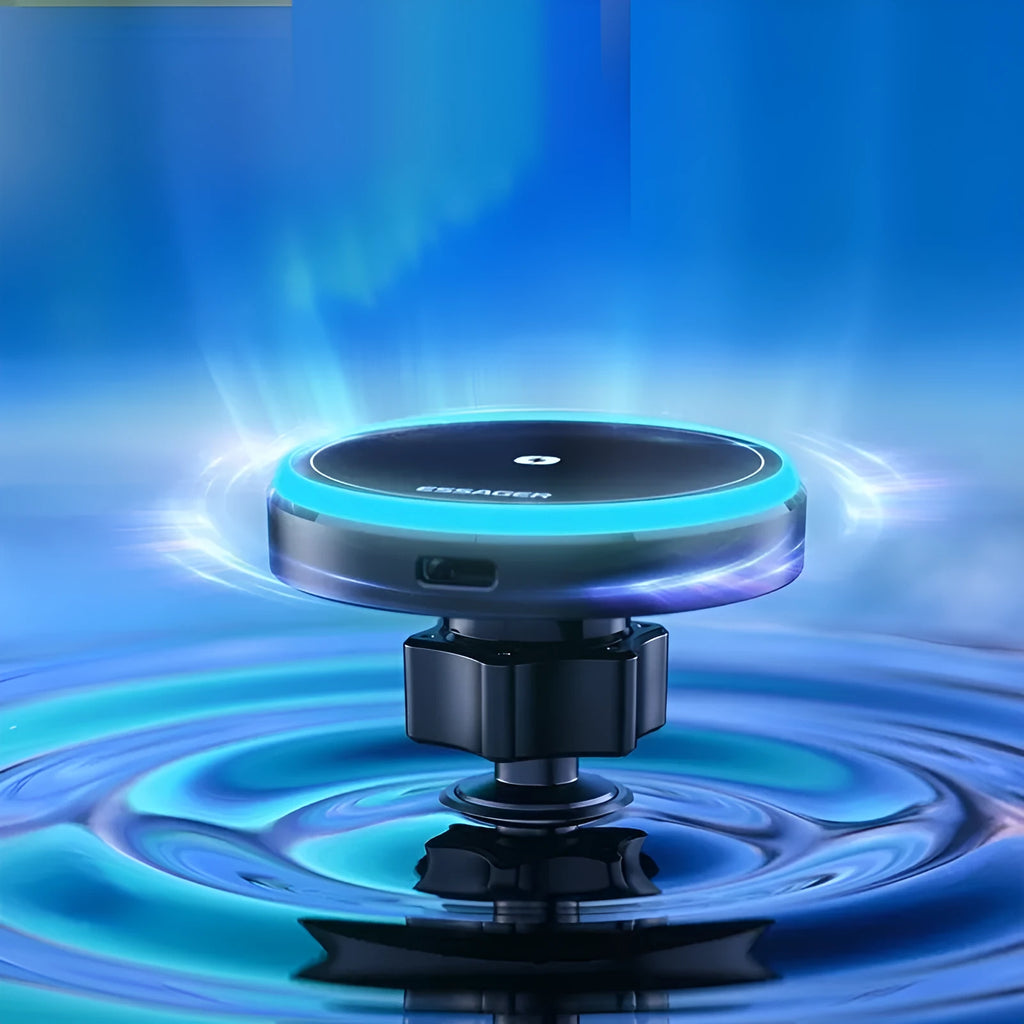 15W magnetic suction wireless charger bracket for car air outlet, Black, universal fit ABS construction