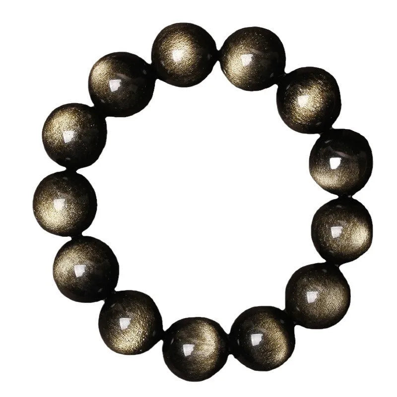 Hand-woven obsidian couples bracelet with year of birth engraving and multiple bead diameter options