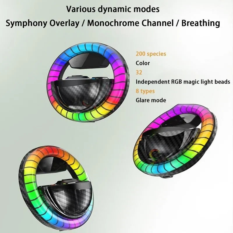Black aromatherapy phantom LED rhythm lamp with circular perfume seat and USB-C charging port