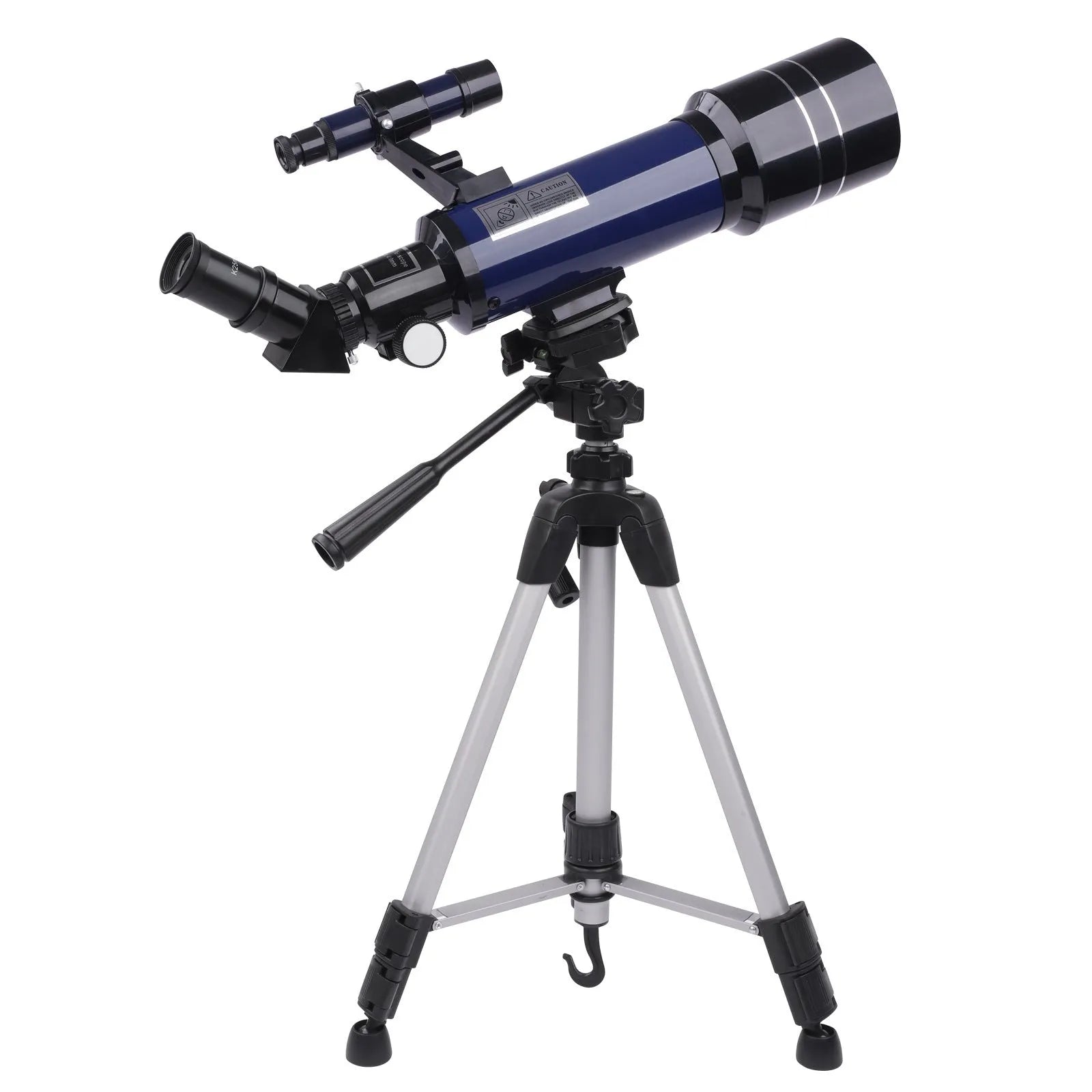 Dark blue children's monocular astronomical telescope on a tripod with 16X-66X magnification.