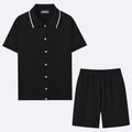 Business casual Tencel fabric two-piece set with short sleeve top and matching shorts in six colour options