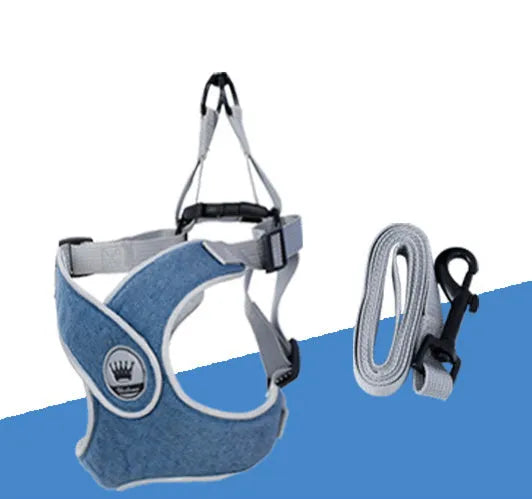Adjustable dog harness with reflective mesh in multiple colours, showing metal ring and leash attachment