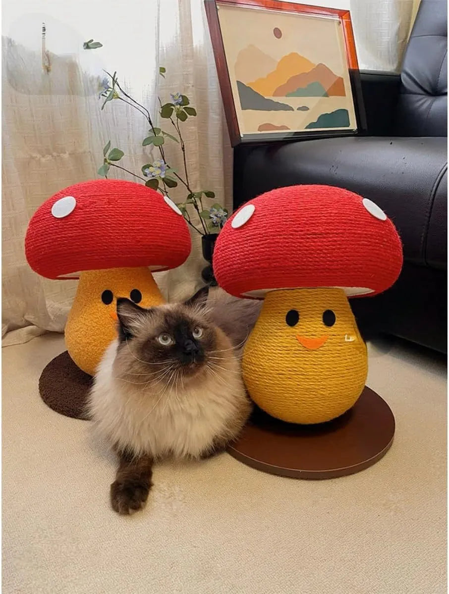 Foldable mushroom-shaped cardboard cat scratcher lounger for indoor claw grinding and furniture protection