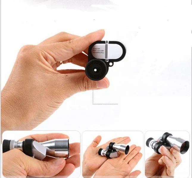 Aluminum alloy pocket telescope with 8x magnification and 20mm lens in canvas carry bag