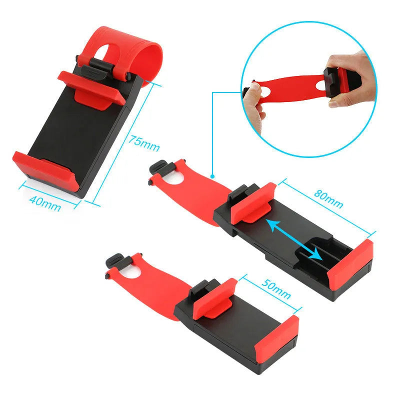 Universal steering wheel clip mount holder for mobile phones and GPS devices