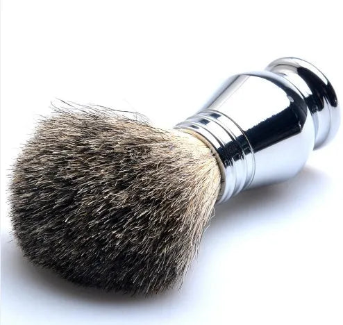 CSB men's shaving set with badger hair brush, chrome razor and stand, zinc alloy bowl, and ten blades.