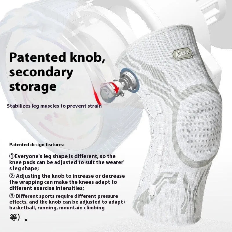 Grey and white sports knee pads for basketball, running, football, and badminton