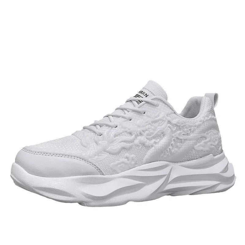 Chinese dragon themed casual sneakers with fly knit upper in four colour options