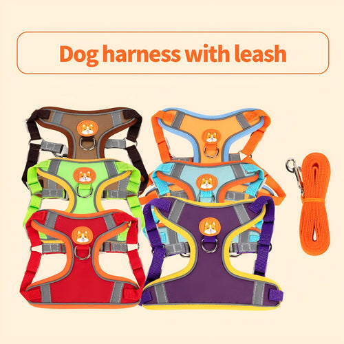 Adjustable haulage rope dog harness in purple showing chest strap and anti-breaking design
