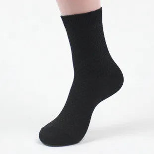 Men's bamboo fibre business socks in a small square pattern, shown in silver grey colour.