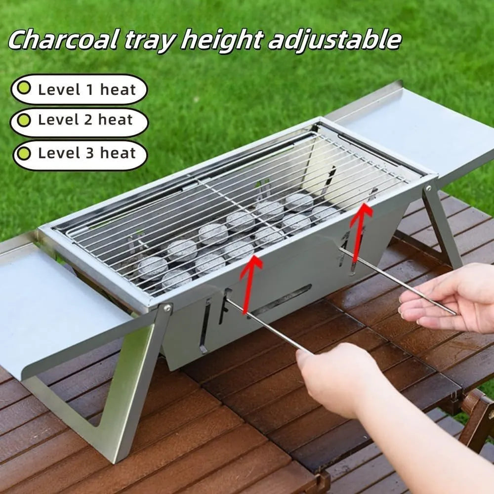 Small foldable portable charcoal barbecue grill for outdoor cooking