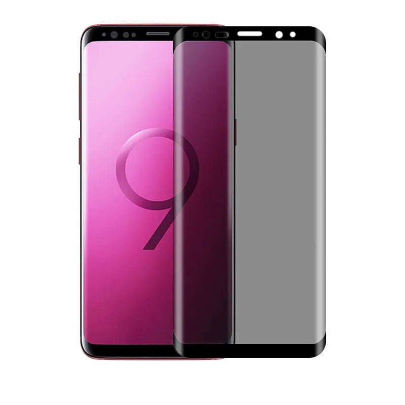 Samsung Galaxy tempered glass screen protector showing full-screen edge-to-edge coverage
