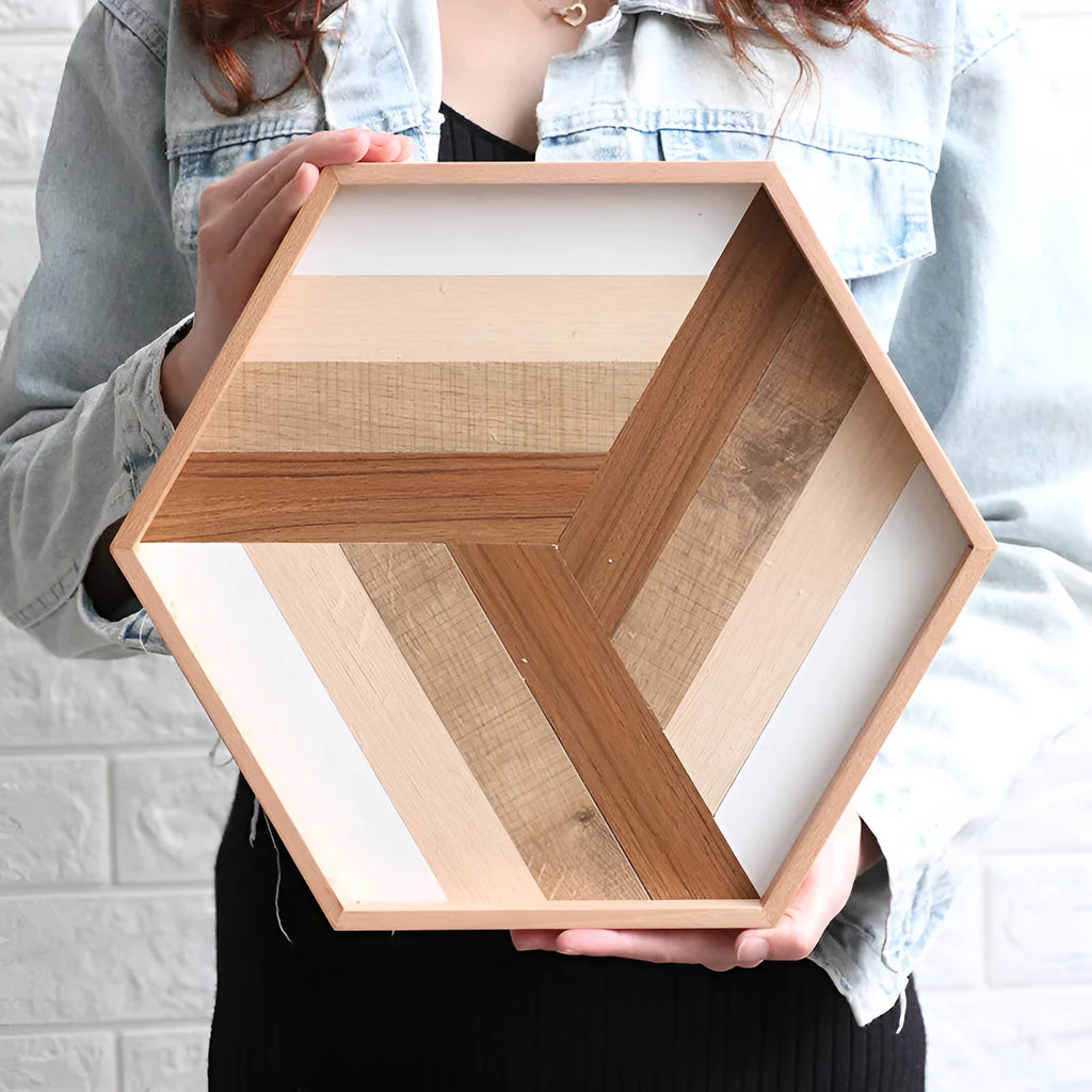 Wooden cake tray size A 30x34x4cm, natural wood colour, on table with cake