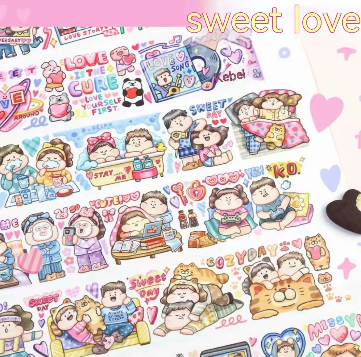 Cute cartoon character stickers for haemorrhoid tape packaging decoration on Japanese paper