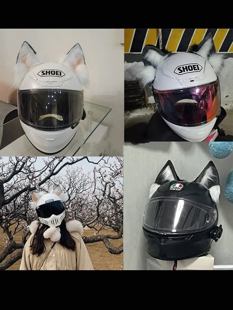 ABS helmet decorations with animal ears and tail for motorcycle and electric bike helmets