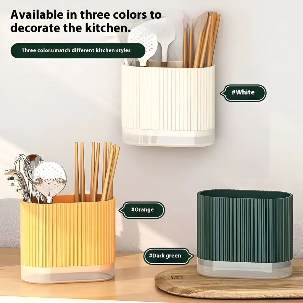 Cross-border drain chopsticks tube wall hanging holder in beige, dark green or orange