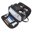 Black and brown solid colour men's PU toiletry bag for travel storage