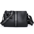 Black genuine leather crossbody bag with polyester lining measuring 24x16x13cm