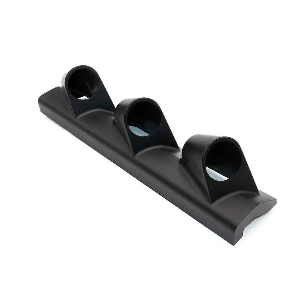 Black three-hole right drive instrument stand for 52mm car gauges on white background