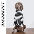 Black and white polyester clothing for a large dog, showing a thin inner layer design.