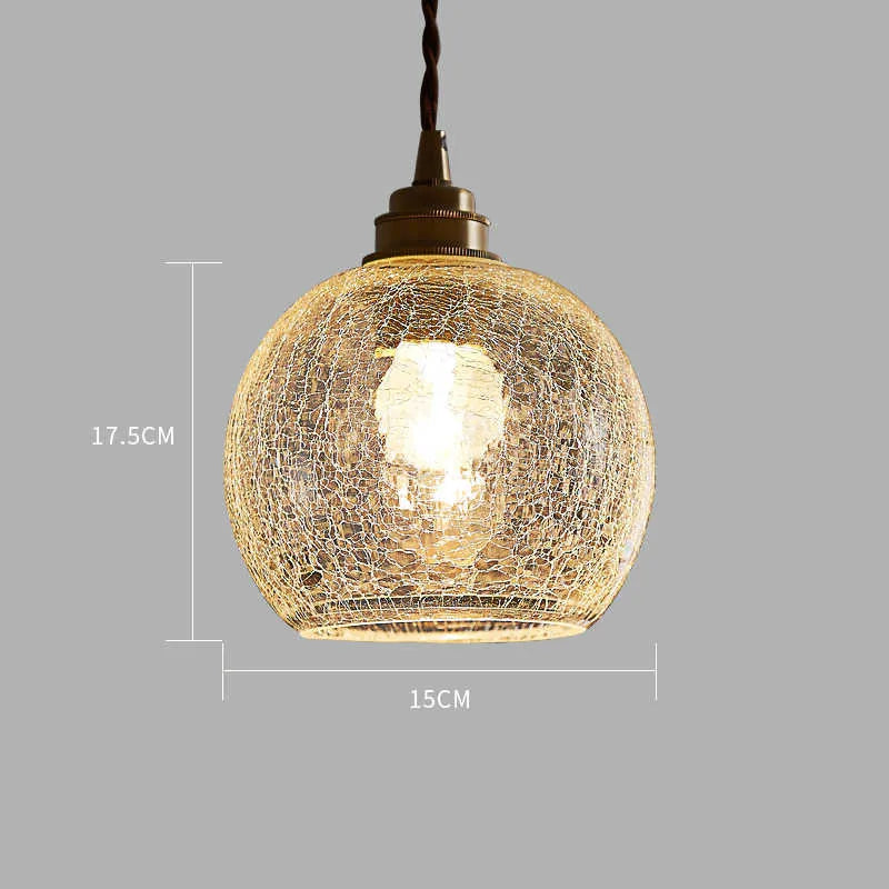 Brass and glass ball chandelier with copper body and clear spherical shade, shown in diamond colour.