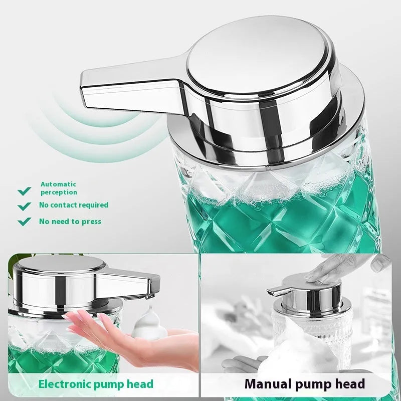 Automatic sensor soap dispenser with PET shell and silver plating in foam and thick liquid models