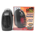 Black compact electric heater with digital display and rotating plug