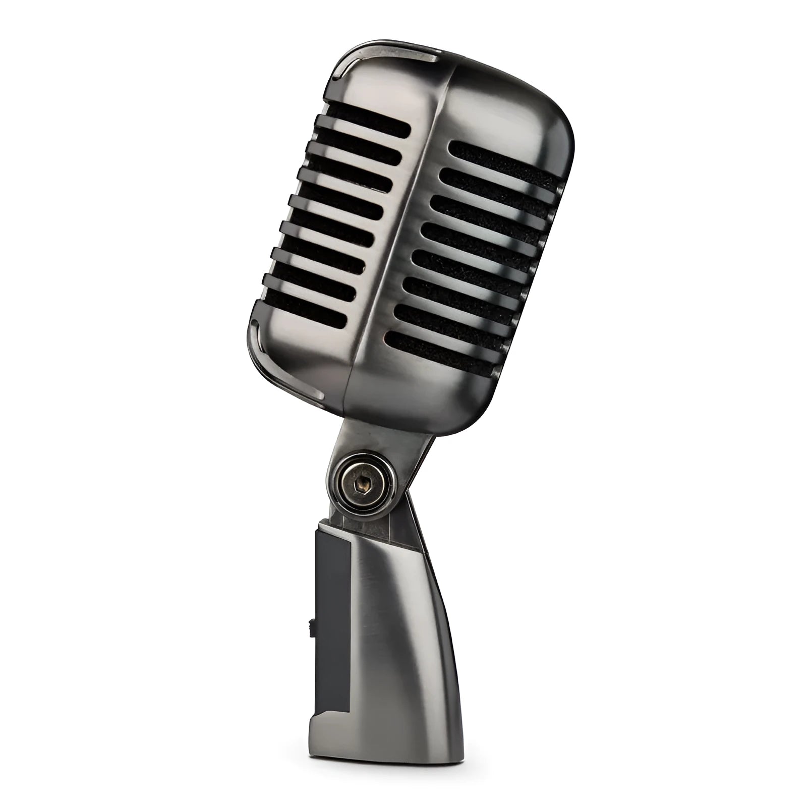Retro-style wireless condenser microphone with cardioid polar pattern for professional audio recording