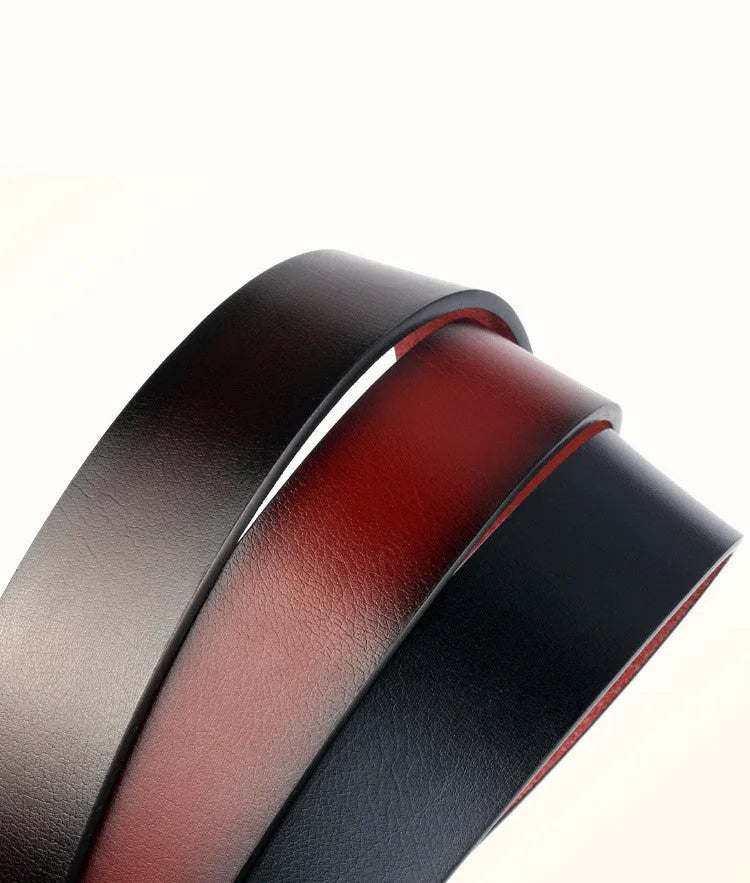 Fashion retro men's all-match pin buckle belt in imitation leather with D shape alloy buckle, black colour, 110cm length