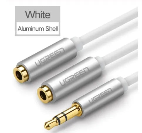 Replacement 3.5mm audio cable for earphone 1 and 2 models in black, 20cm long with gold-plated connectors