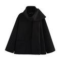 Women's lengthened polyester coat with artificial fur collar in street fashion style