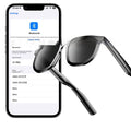 Black AI smart glasses with Bluetooth audio, touch control, and UV-protective sunglass lenses.