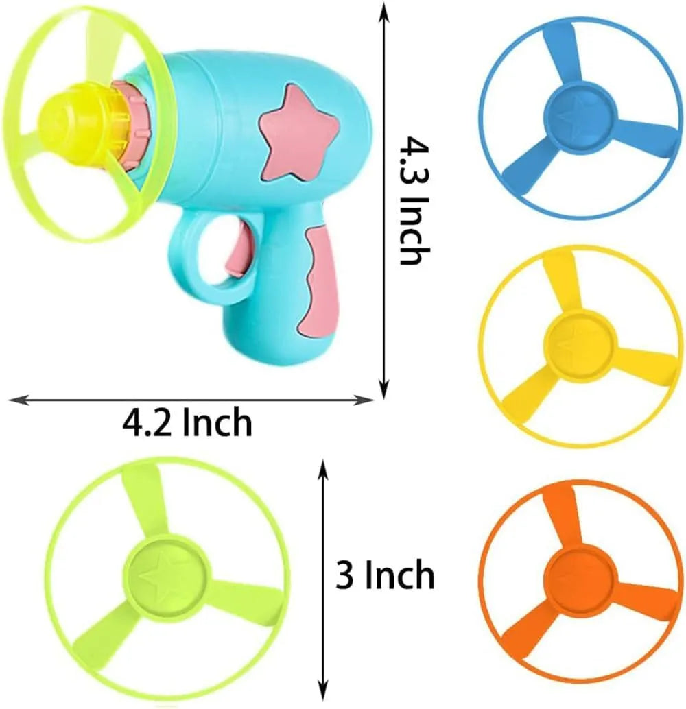 Interactive plastic cat toy gun with frisbee launcher for indoor cats, 11cm size