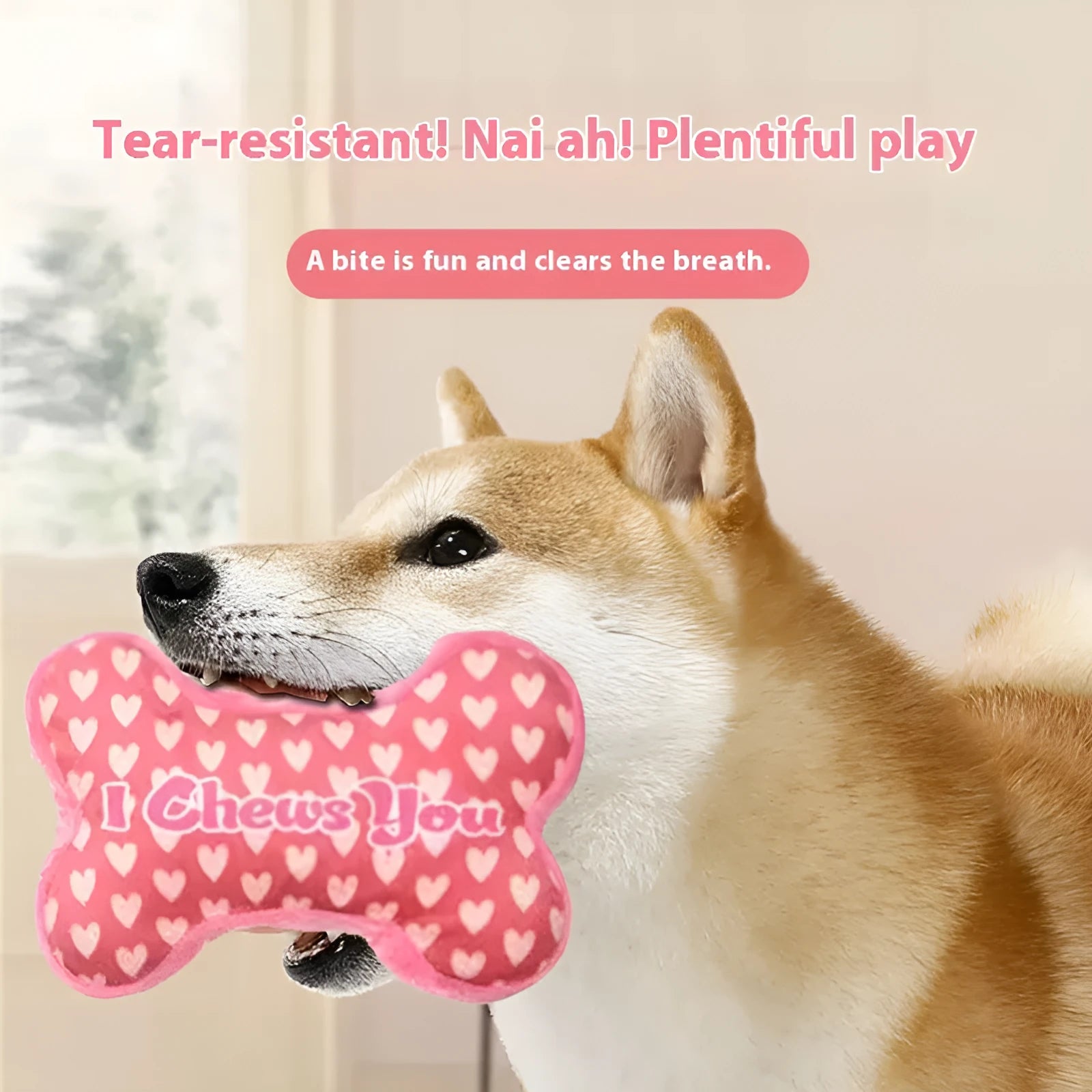 PP material pet tooth cleaning toy in peach heart red colour with textured surface