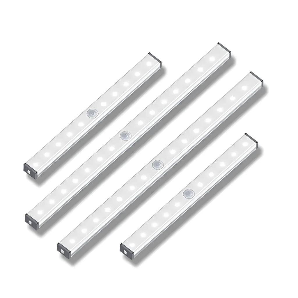Aluminium magnetic LED strip light for cupboard with motion sensor and USB charging port.