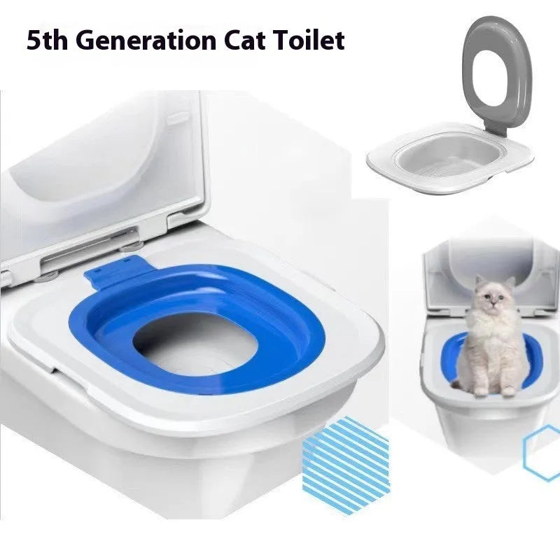 Fifth Generation cat trainer toilet with integrated mat tray in blue colour option