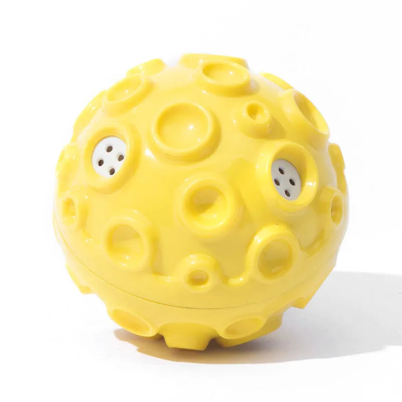 Durable natural rubber dog ball toy with magical squeaky sound for aggressive chewers in five colour options