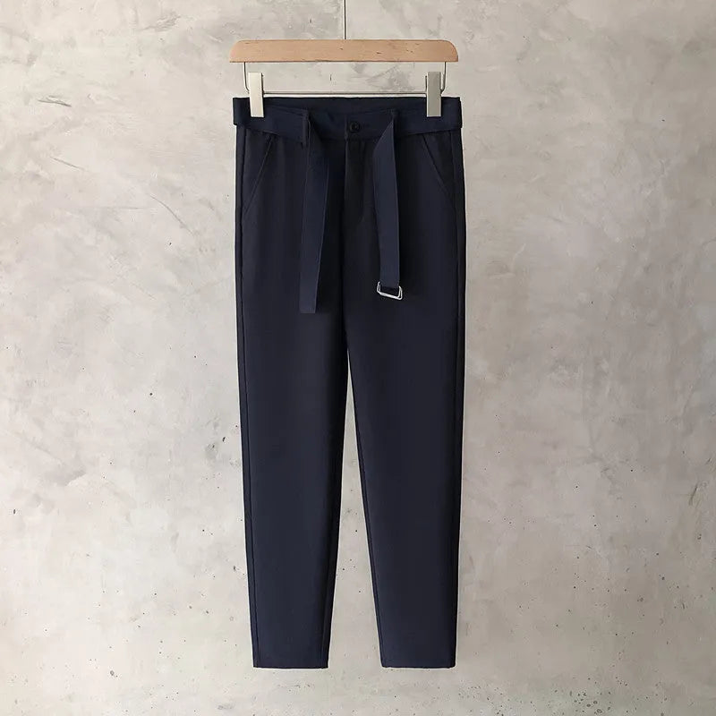 Boys tapered slim straight wool trousers in business casual style with straight leg opening
