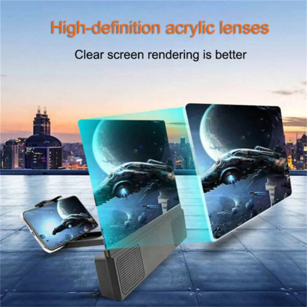 12-inch portable mobile phone screen amplifier with flexible gooseneck stand on a table