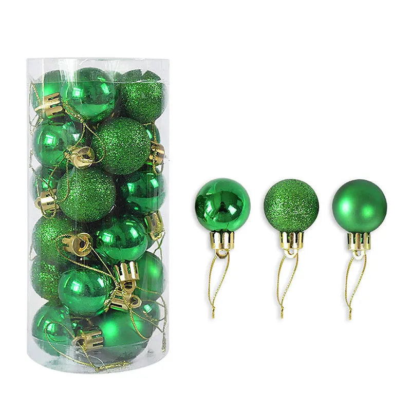 Gold, red, silver, blue, pink, purple, green, lake blue, bronze, and rose red 3cm electroplated Christmas tree baubles.