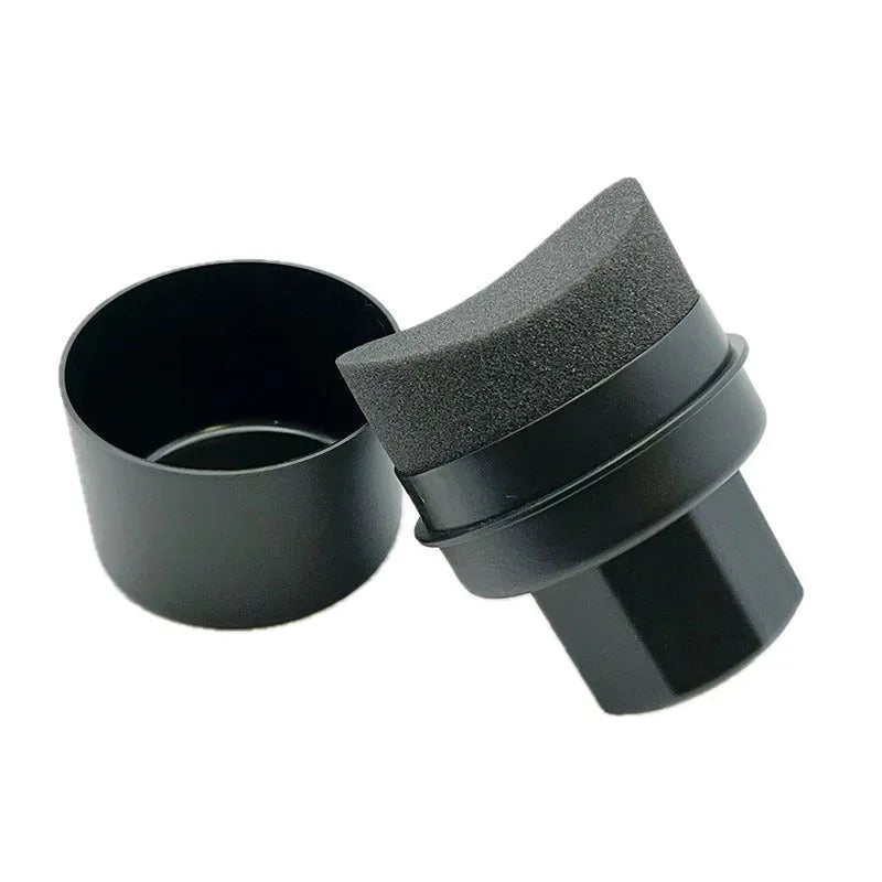 Car tyre polishing sponge brush with lid showing 85 × 120 mm dimensions and four colour/texture options