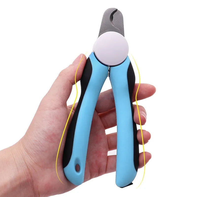 Blue heavy-duty dog nail clippers with safety guard for large dogs with thick nails