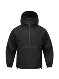 Men's loose half-zip hooded corduroy jacket in Korean style with rabbit fur lining
