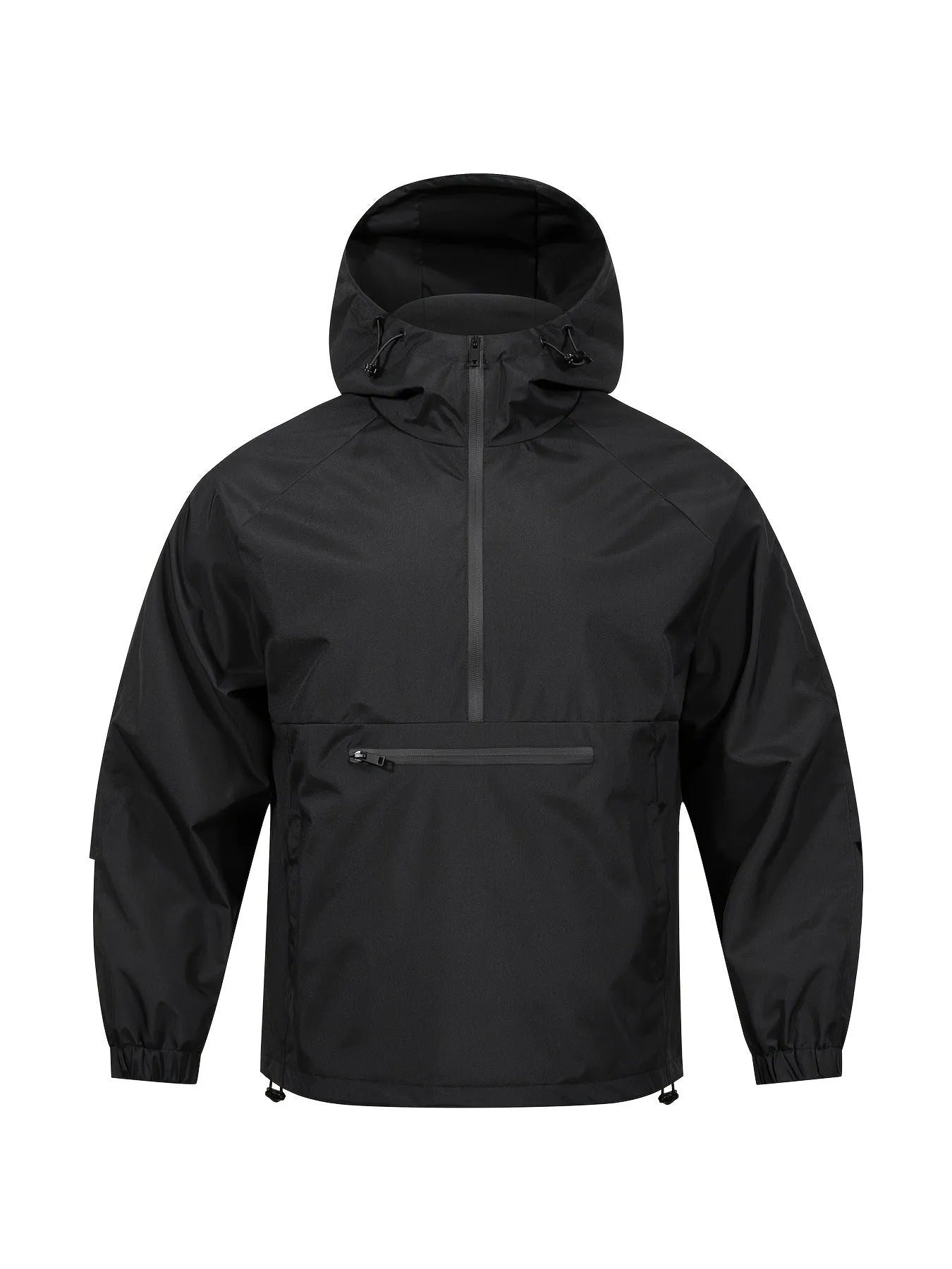 Men's loose half-zip hooded corduroy jacket in Korean style with rabbit fur lining