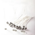 White cotton candle wicks in three lengths - 2.6cm, 6cm, and 8cm - for DIY candle making