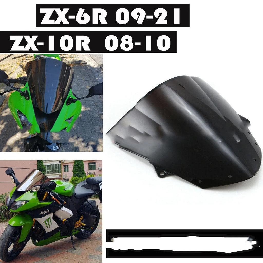 Motorcycle windscreen for Kawasaki ZX-6R and ZX-10R in blue and brown options