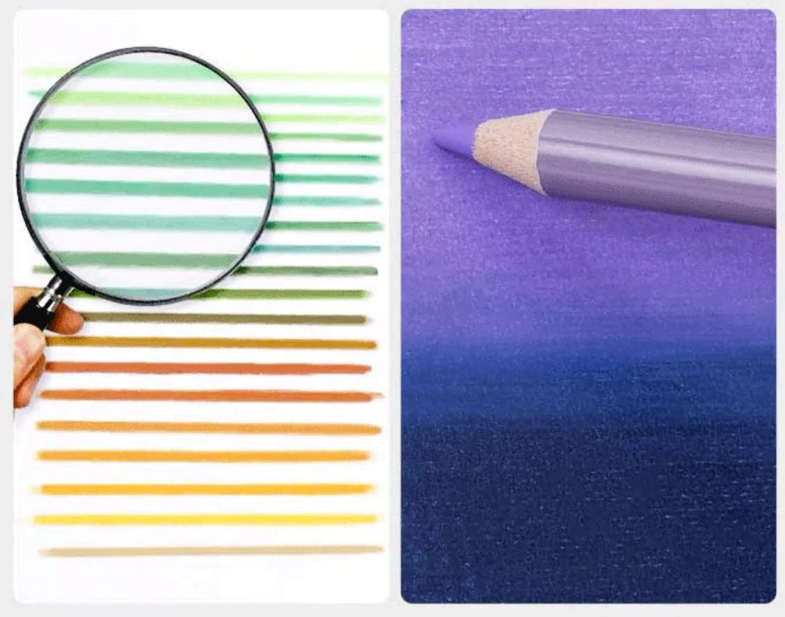 Boxed set of 72 or 126 soft core colour pencils for art students with basswood barrels.